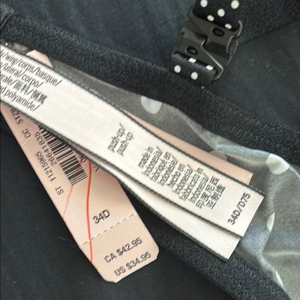 Victoria’s Secret NWT Polka Dot Black and White Bra 34D - Picture 5 of 9